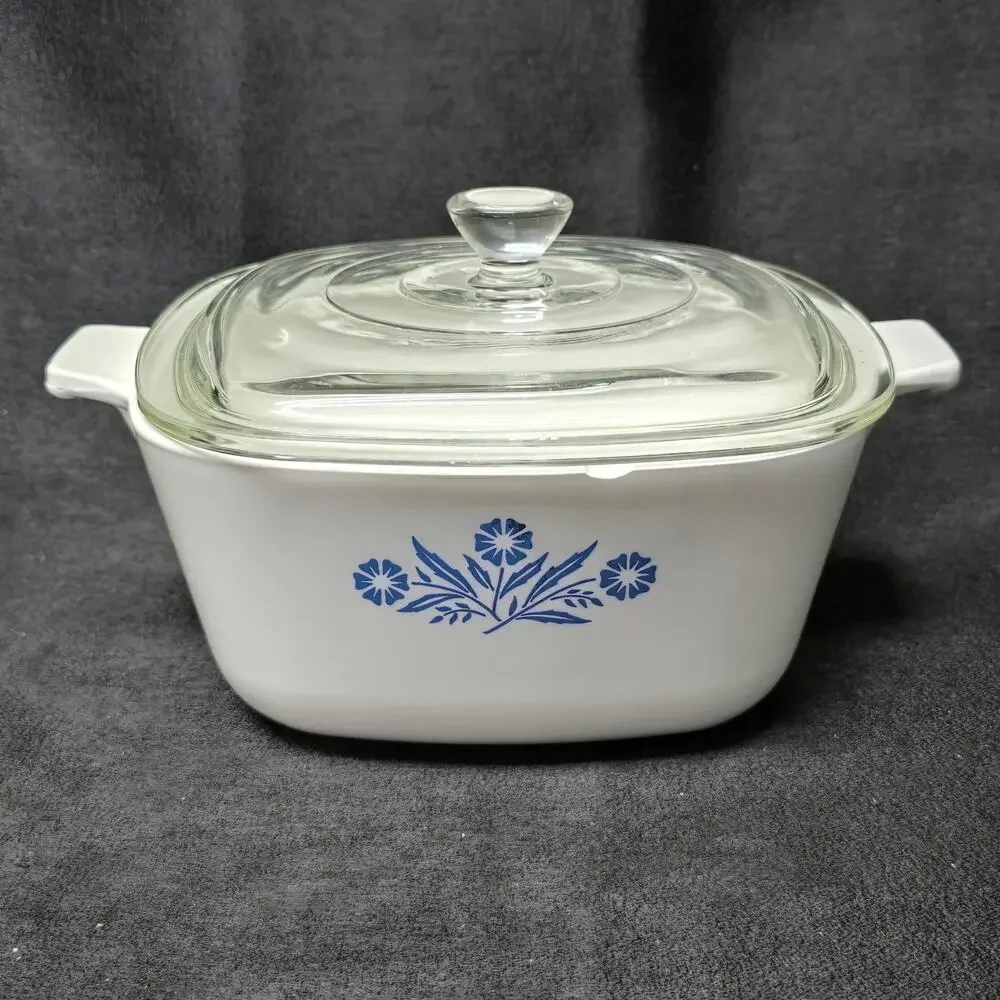 CorningWare Blue Cornflower 1.5 QT. Stoneware Casserole Dish A2 & Glass Lid Bake